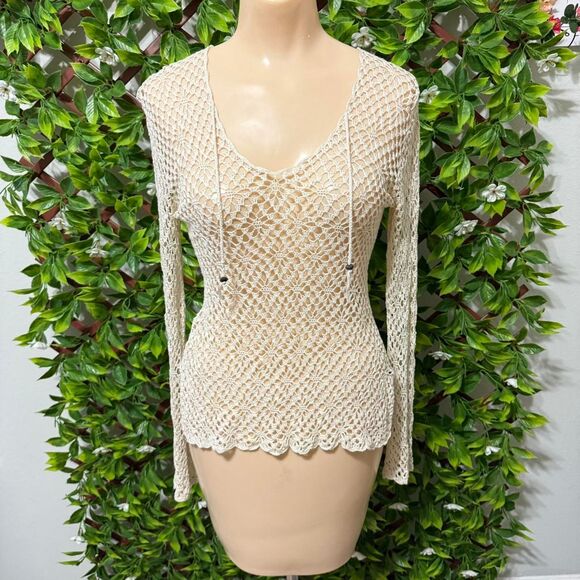 Peck-peck Women's Cream and White Blouse - Picture 3 of 5